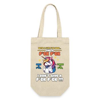 Buntes Einhorn mit frechem Spruch Old Mcdonald - Geschenkbeutel für Flaschen - Natur - Vorne