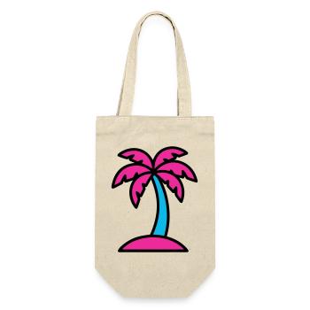 Neon Palme 90er Vaporwave - Geschenkbeutel für Flaschen - Natur - Vorne