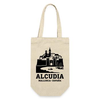 Alcudia Mallorca Spanien Silhouette Wahrzeichen - Geschenkbeutel für Flaschen - Natur - Vorne