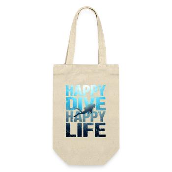 Happy Dive Happy Life – Vintage Scuba Diver - Geschenkbeutel für Flaschen - Natur - Vorne