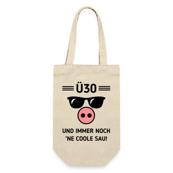 Ü30 Und Immer Noch ’Ne Coole Sau! Cool Geburtstag - Geschenkbeutel für Flaschen - Natur - Vorne