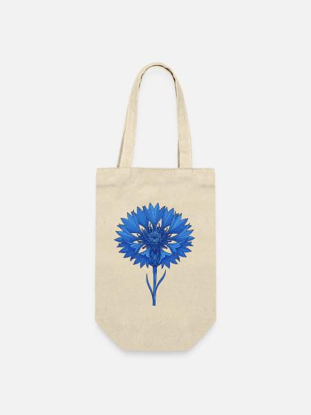 Blaue Blume - Geschenkbeutel für Flaschen - Natur