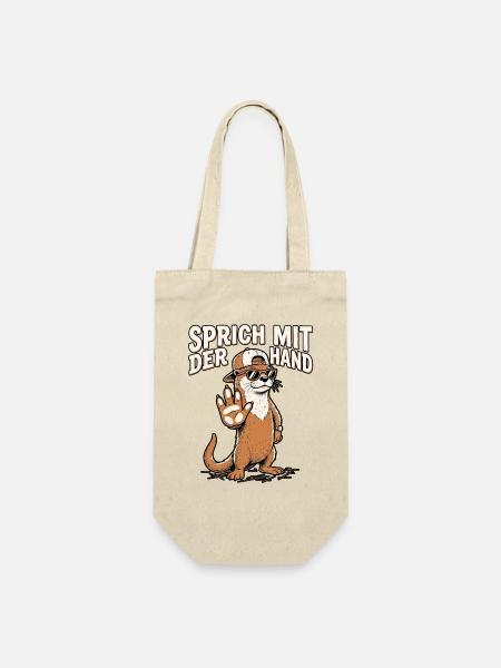 Sprich Mit Der Hand Otter - Geschenkbeutel für Flaschen - Natur