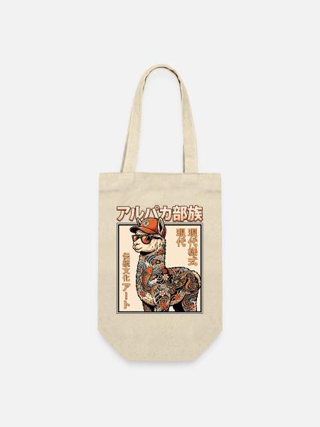 Alpaka Japanische Tattoos - Geschenkbeutel für Flaschen - Natur