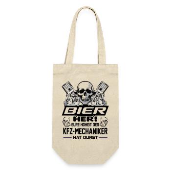 Bier König KFZ Mechaniker Automechaniker Schädel - Geschenkbeutel für Flaschen - Natur - Vorne