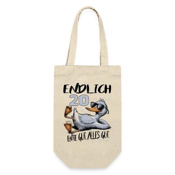 Geburtstag Ente Gut Alles Gut 20 Jahre - Geschenkbeutel für Flaschen - Natur - Vorne
