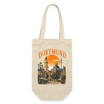  Vintage Dortmund Skyline historische - Geschenkbeutel für Flaschen - Natur - Vorne