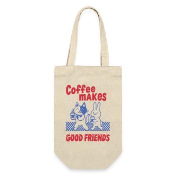 Coffee makes good friends – cats & bunnies - Gift Bag for Bottles - nature - Front