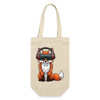 Fuchs VR Gamer Virtual Reality Comic Cool - Geschenkbeutel für Flaschen - Natur - Vorne