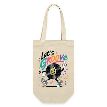 Let's Groove Schallplatte Retro Musik Design   - Geschenkbeutel für Flaschen - Natur - Vorne