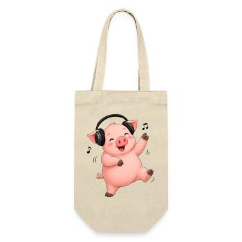 Pig dancing sings farmer farm music - Gift Bag for Bottles - nature - Front