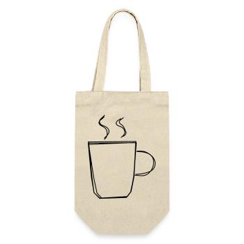 Kaffeepause handgezeichnet - Geschenkbeutel für Flaschen - Natur - Vorne