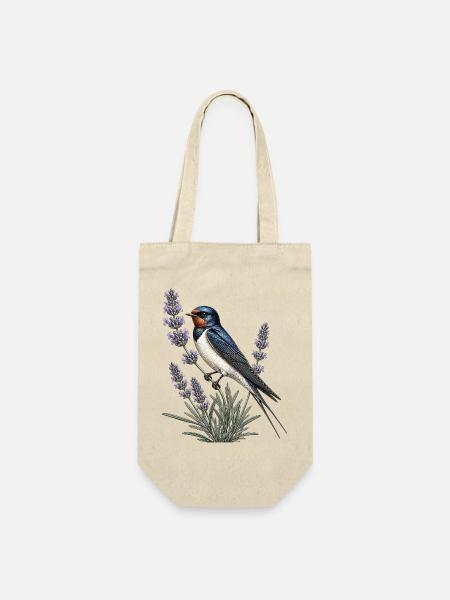 Barn Swallow auf Lavendel - Geschenkbeutel für Flaschen - Natur