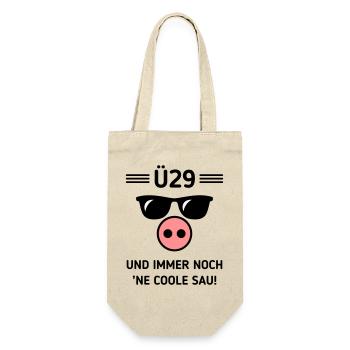 Ü29 Und Immer Noch ’Ne Coole Sau! Cool Geburtstag - Geschenkbeutel für Flaschen - Natur - Vorne