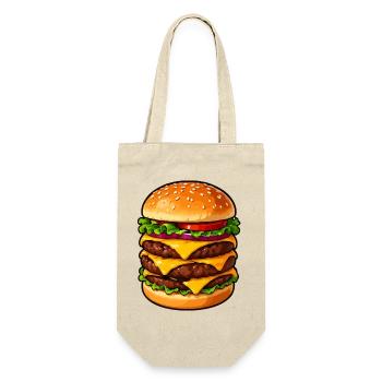 Dreifacher Cheeseburger Kraft - Geschenkbeutel für Flaschen - Natur - Vorne