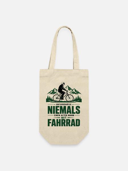 Nie einen alten Mann mit Fahrrad - Geschenkbeutel für Flaschen - Natur