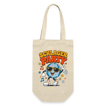 Retro 70s Schlager Party Disco Kugel  - Geschenkbeutel für Flaschen - Natur - Vorne