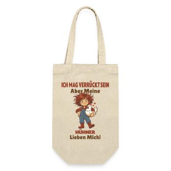 Ich mag verrückt sein Aber meine Hühner lieben  - Geschenkbeutel für Flaschen - Natur - Vorne