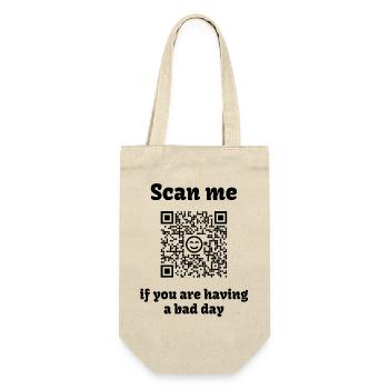 QR-Code mit liebevoller Botschaft - Geschenkbeutel für Flaschen - Natur - Vorne