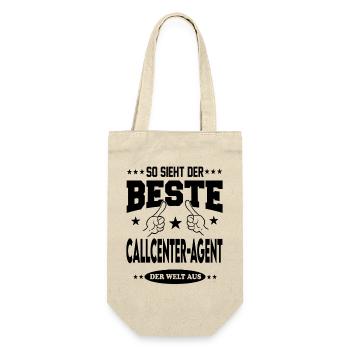 Callcenter Agent Der Beste Berufe Shirt Sterne - Geschenkbeutel für Flaschen - Natur - Vorne