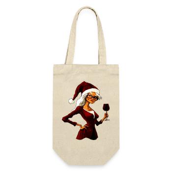 Hexen Weihnachten / Weihnachtsmann Hexe - Geschenkbeutel für Flaschen - Natur - Vorne