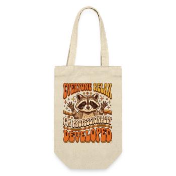 Alle entspannt euch, ich bin professionell entwickelter Waschbär - Geschenkbeutel für Flaschen - Natur - Vorne