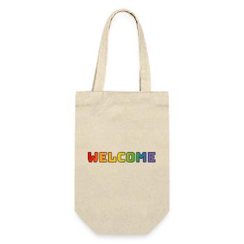 Regenbogen welcome CSD Shirt LGBT lgbtqi queer - Geschenkbeutel für Flaschen - Natur - Vorne