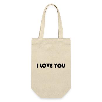 ICH LIEBE DICH. PAAR. GERADE VERHEIRATET. Junggesellinnenabschied - Geschenkbeutel für Flaschen - Natur - Vorne