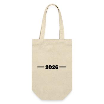 2026 Jahr Strich - Geschenkbeutel für Flaschen - Natur - Vorne