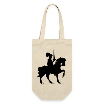 Ritter mit Schwert und Pferd - Geschenkbeutel für Flaschen - Natur - Vorne