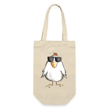 Huhn mit cooler Sonnenbrille - Hahn - Gockel - Geschenkbeutel für Flaschen - Natur - Vorne