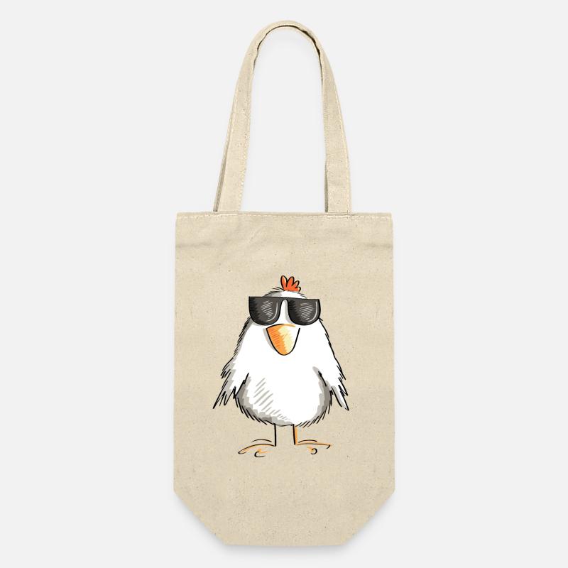 Huhn mit cooler Sonnenbrille - Hahn - Gockel - Geschenkbeutel für Flaschen - Natur