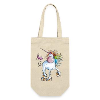 Regenbogen Einhorn - Geschenkbeutel für Flaschen - Natur - Vorne