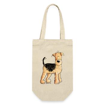 Happy Airedale Terrier I Dogs Comic - Gift Bag for Bottles - nature - Front