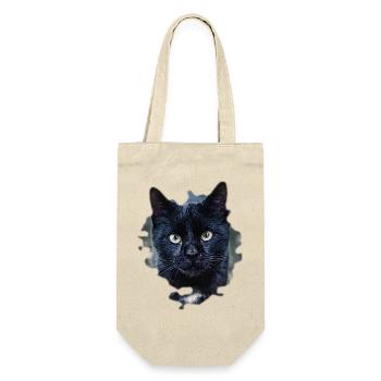 black cat schwarze Katze - Geschenkbeutel für Flaschen - Natur - Vorne