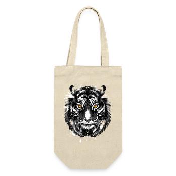 Retro Tiger - Katze - Schöne Augen - Geschenkbeutel für Flaschen - Natur - Vorne