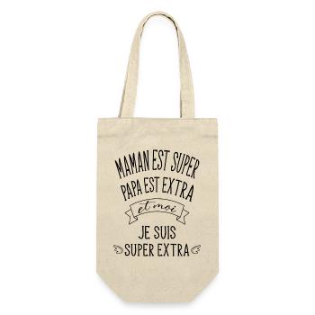 Maman est super et papa est extra bébé super extra - Sac à bouteille - nature - Devant