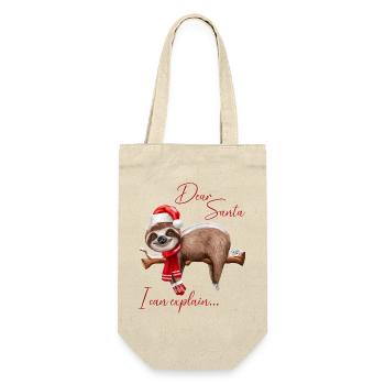 Christmas Saying Funny Sloth Santa - Gift Bag for Bottles - nature - Front