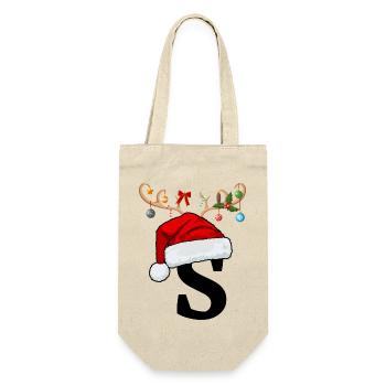 Letter S Christmas hat - Gift Bag for Bottles - nature - Front