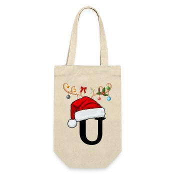 Brief U Weihnachtsmütze - Geschenkbeutel für Flaschen - Natur - Vorne