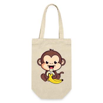 Un singe mignon mange une banane - Sac à bouteille - nature - Devant