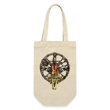 Steampunk Geige mit kleiner Fee - Geschenkbeutel für Flaschen - Natur - Vorne