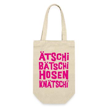 Ätschi Bätschi Hosen Knätschi - Geschenkbeutel für Flaschen - Natur - Vorne