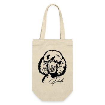 Poodle Portrait Hundeportrait Hund Hunde Wilsigns - Geschenkbeutel für Flaschen - Natur - Vorne
