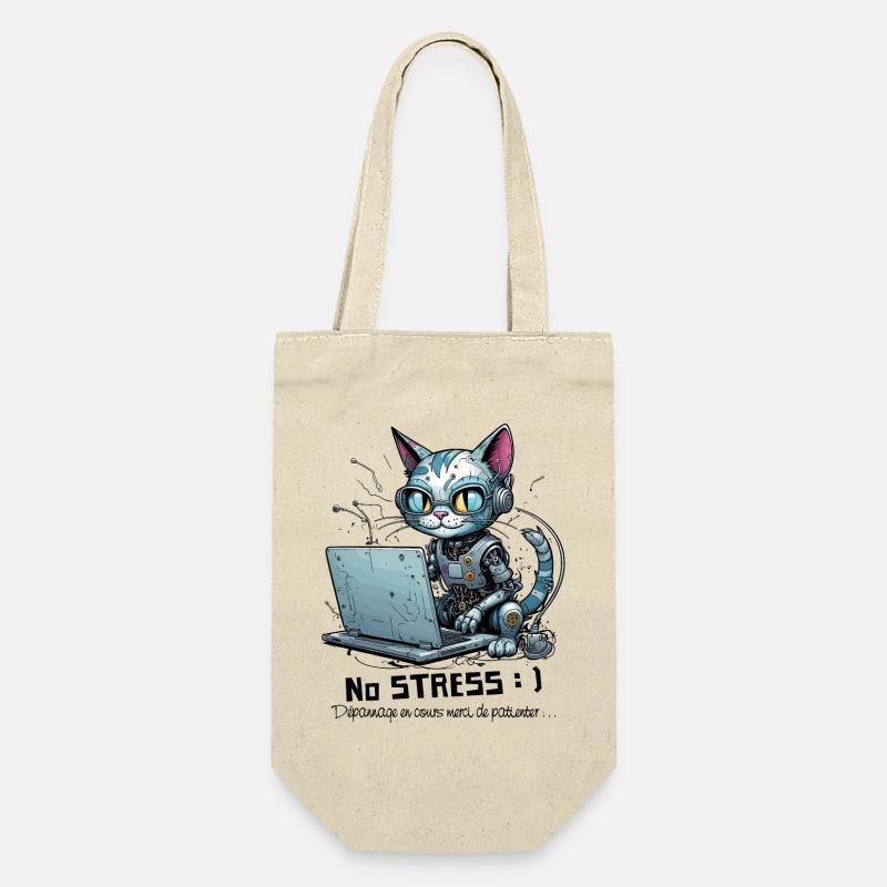 Chat informaticien geek, humour informatique - Sac à bouteille - nature