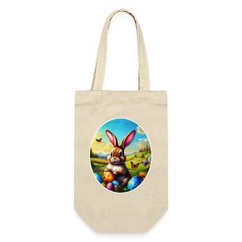 Hübscher Osterhase in Landschaft - Geschenkbeutel für Flaschen - Natur - Vorne