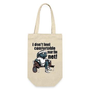 Tennis Netzspieler Fisch Funny Tasse - Geschenkbeutel für Flaschen - Natur - Vorne