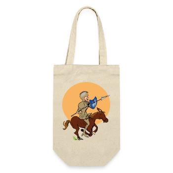 Ritter auf Pferd - Geschenkbeutel für Flaschen - Natur - Vorne