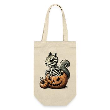 Skeleton squirrel motif in a pumpkin - Gift Bag for Bottles - nature - Front