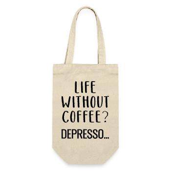 Life Without Coffee Depresso Kaffee - Gift Bag for Bottles - nature - Front